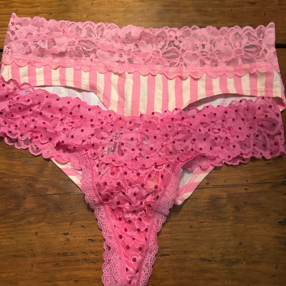 Victoria’s Secret Pink Lace and Striped Panty Set